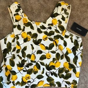 Zara NWT Lemon Citrus Cropped Sleeveless Small Top